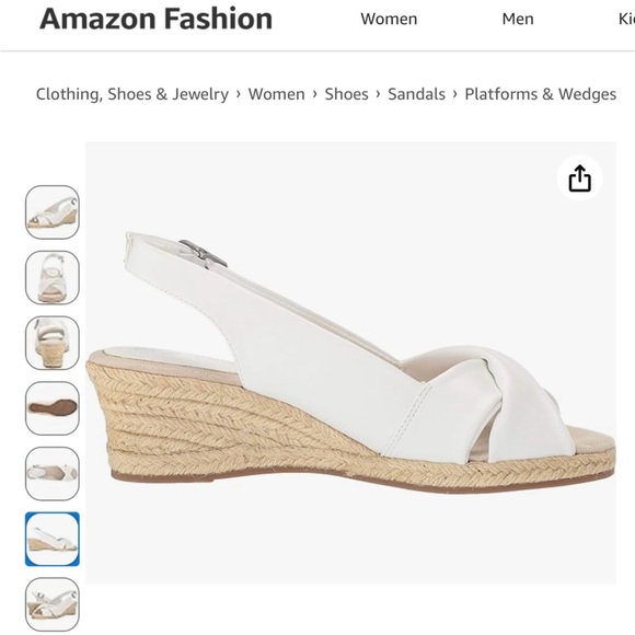 Easy Street White Espadrille Slingback Wedges - Picture 7 of 10